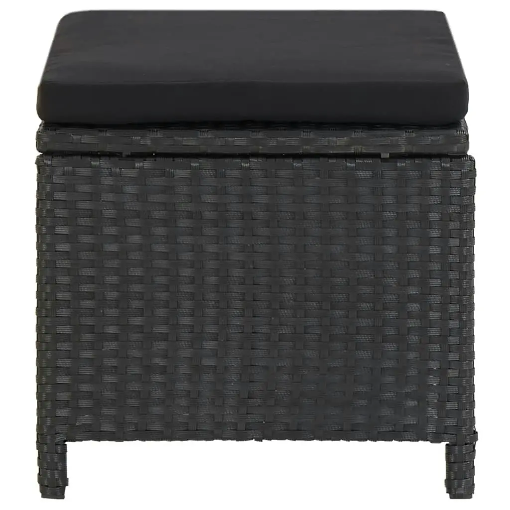 Garden Stools 4 pcs with Cushions Poly Rattan Black 316749