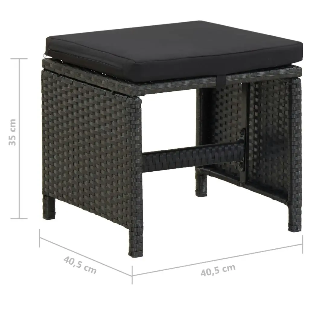 Garden Stools 4 pcs with Cushions Poly Rattan Black 316749