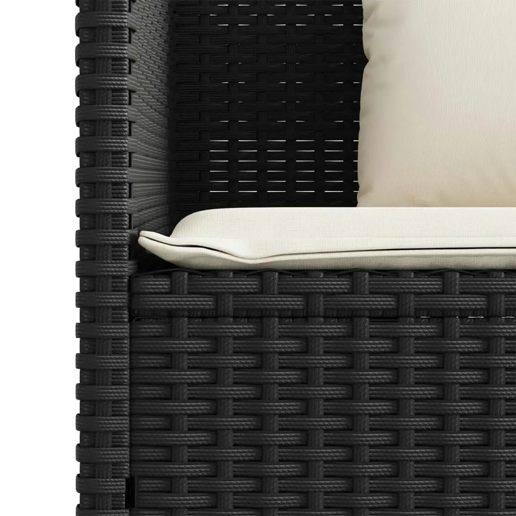 Garden Bench with Cushions Black Poly Rattan 365760