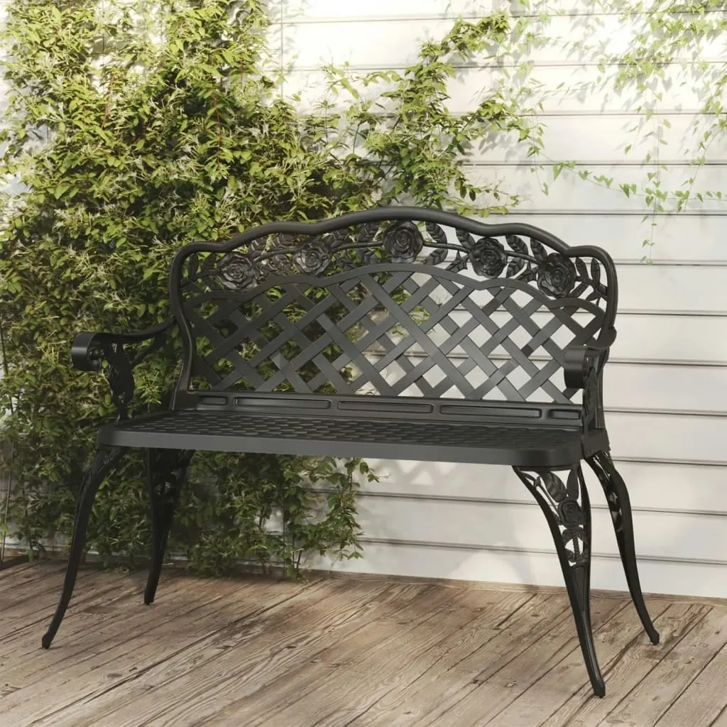 Garden Bench 108 cm Cast Aluminium Black 317744