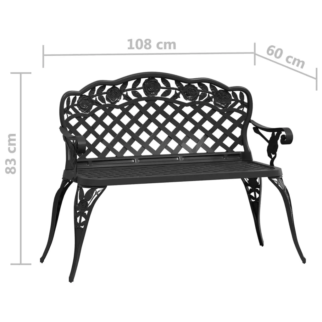 Garden Bench 108 cm Cast Aluminium Black 317744