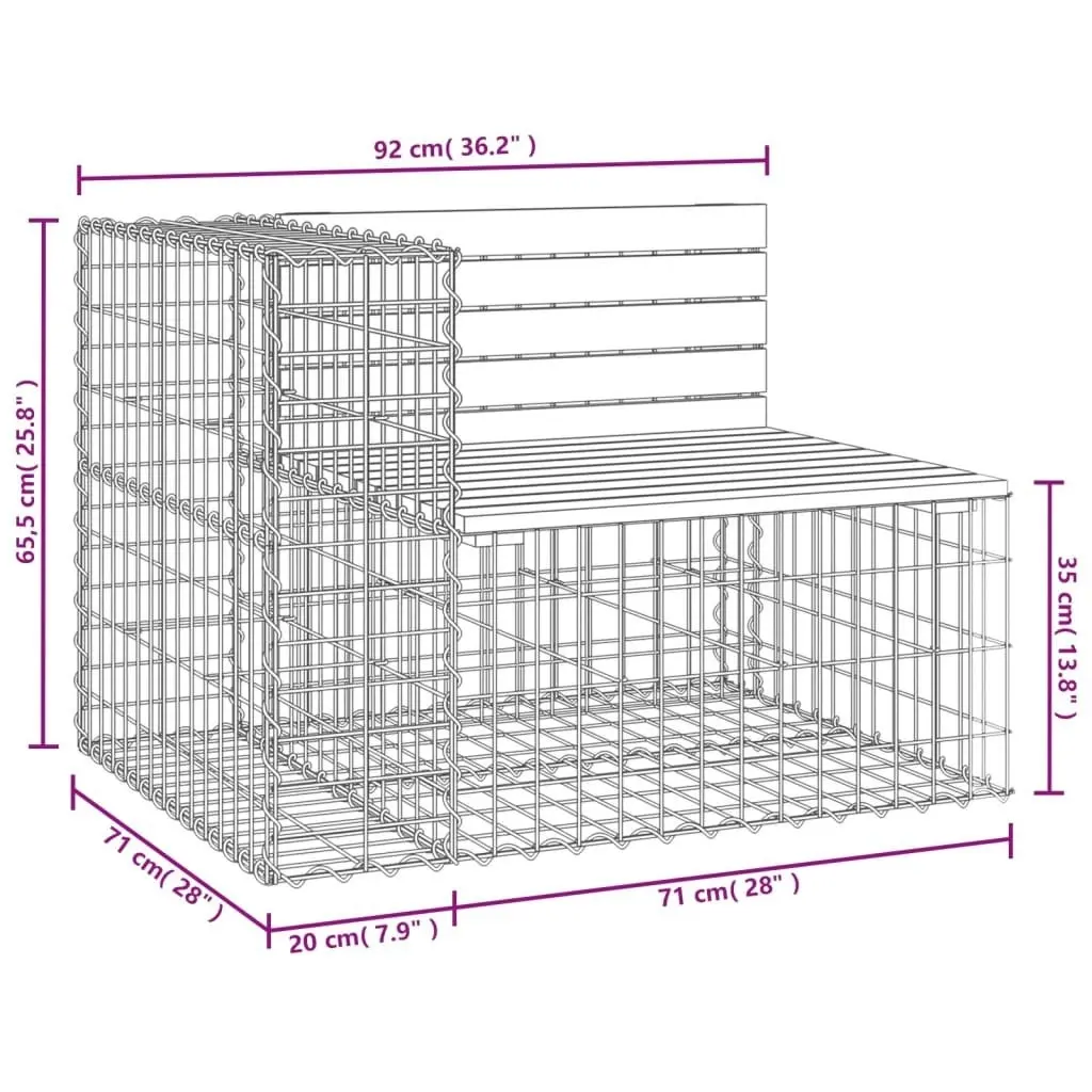 Garden Bench Gabion Design 92x71x65.5 cm Solid Wood Pine 834380