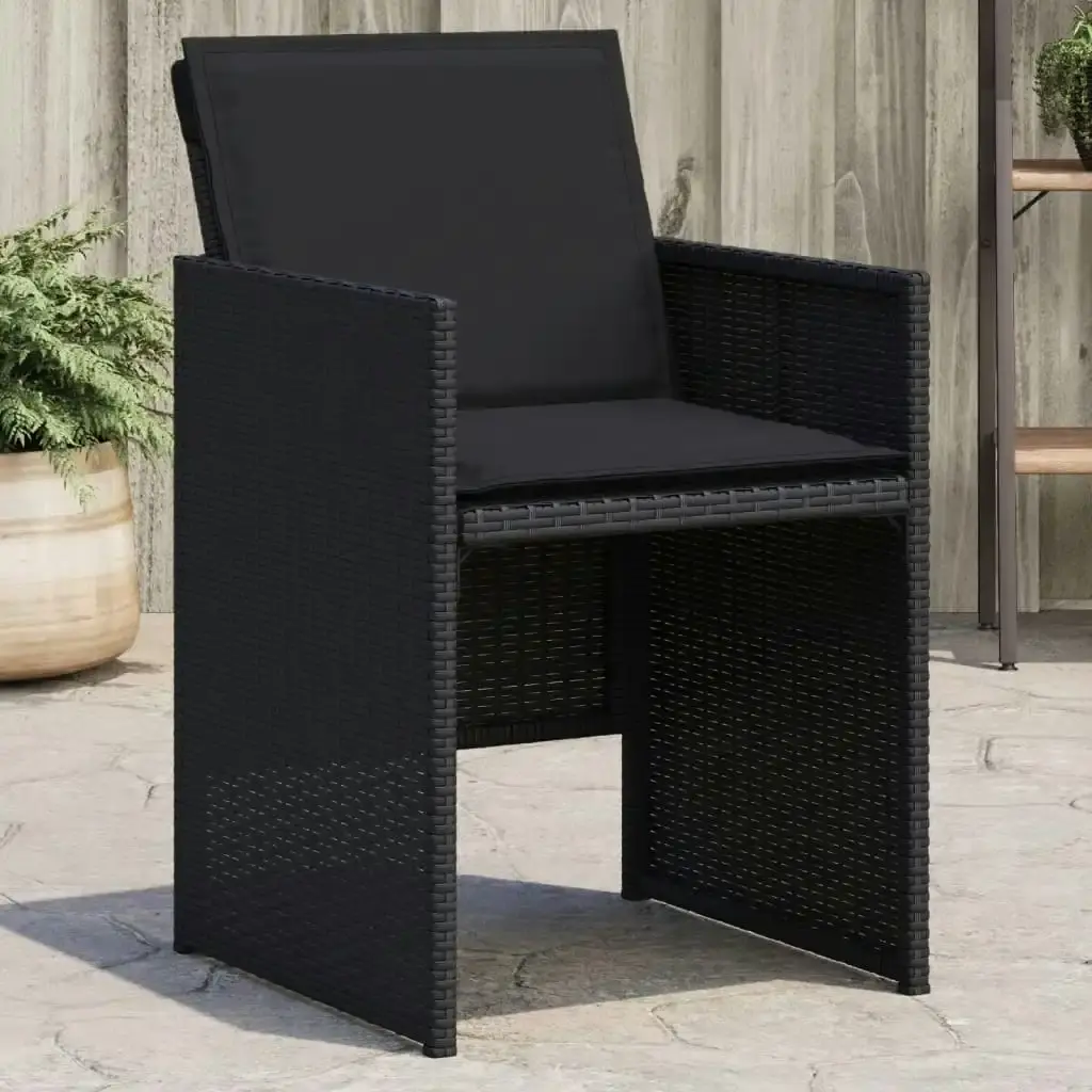 Garden Chairs with Cushions 4 pcs Black Poly Rattan 364933