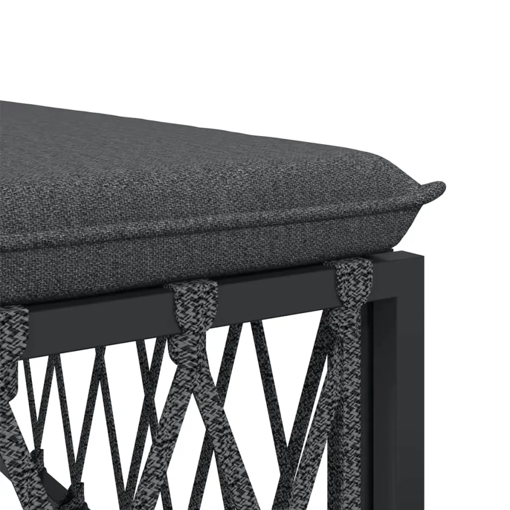 Garden Footstool with Cushion Anthracite Woven Fabric 364144