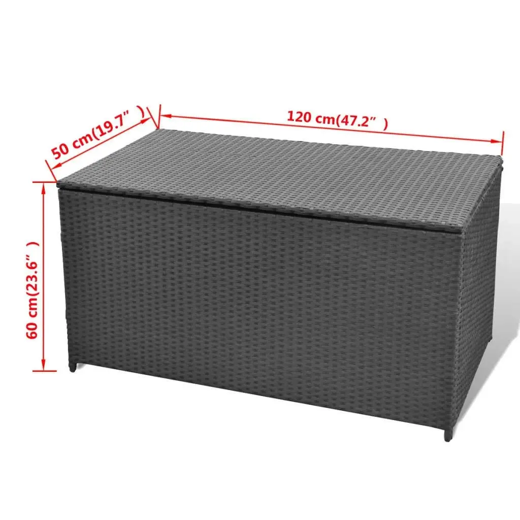 Garden Storage Box Black 120x50x60 cm Poly Rattan 42498