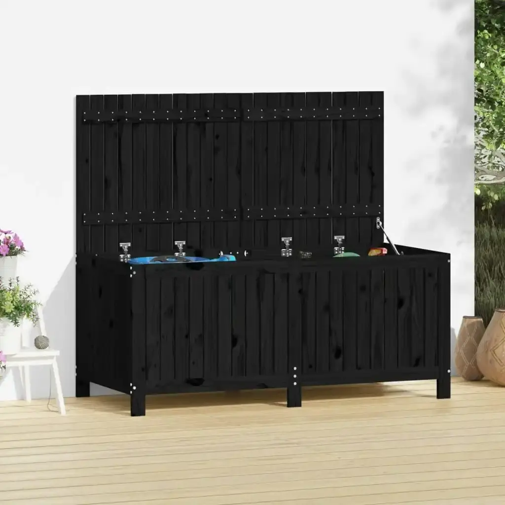 Garden Storage Box Black 147x68x64 cm Solid Wood Pine 823854