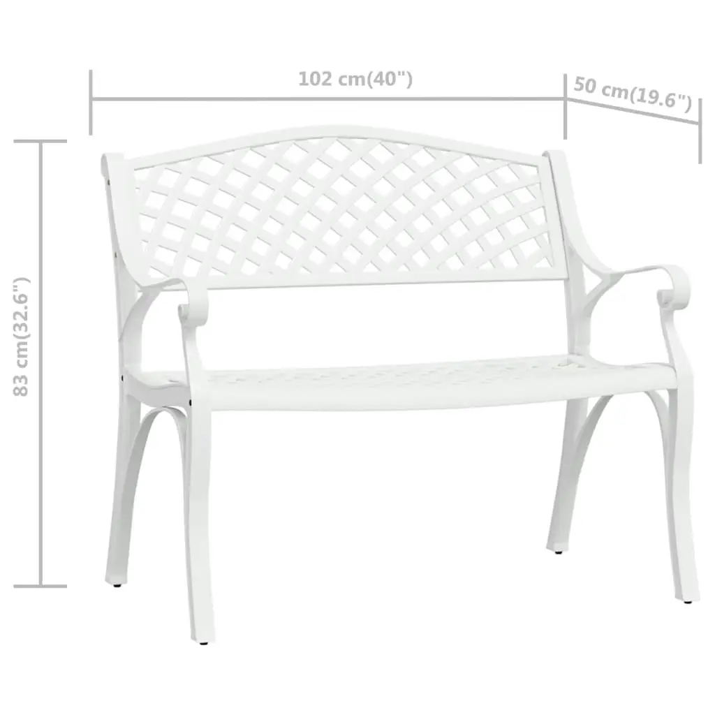 Garden Bench 102 cm Cast Aluminium White 317746