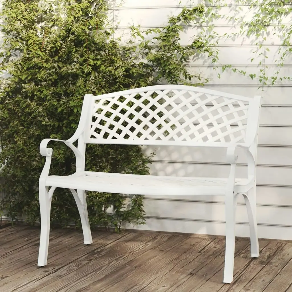 Garden Bench 102 cm Cast Aluminium White 317746