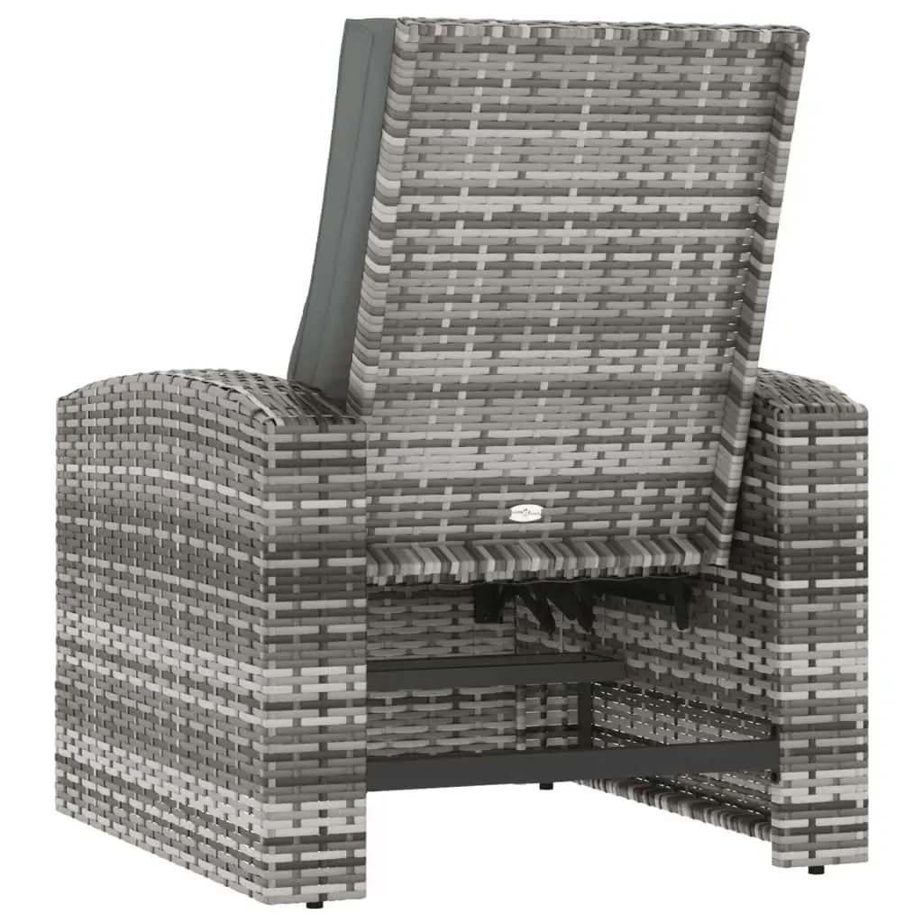 Garden Reclining Chair with Cushions Grey Poly Rattan 364104