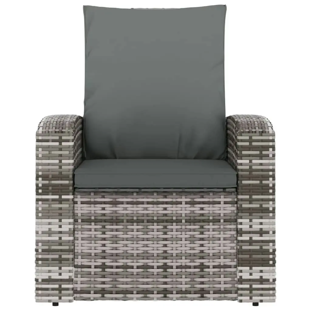 Garden Reclining Chair with Cushions Grey Poly Rattan 364104