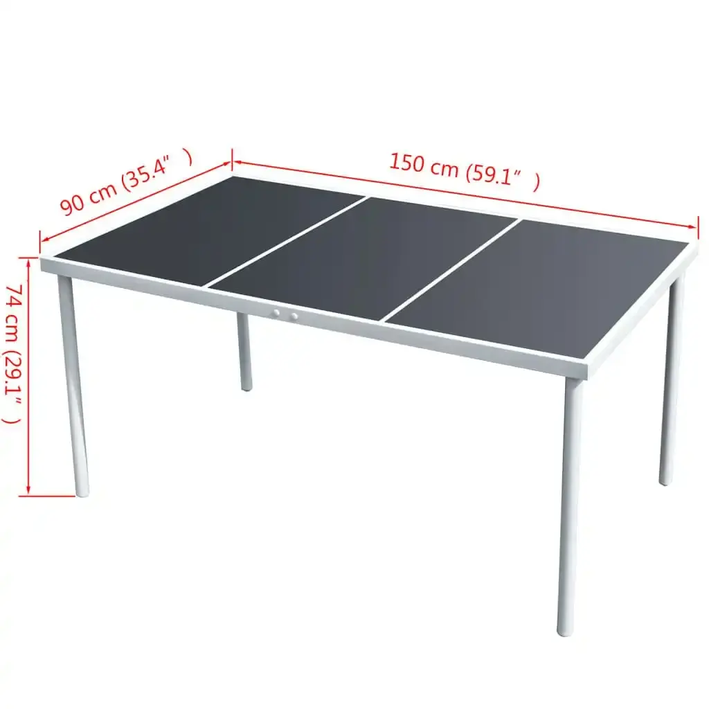 Garden Table 150x90x74 cm Black Steel 43305