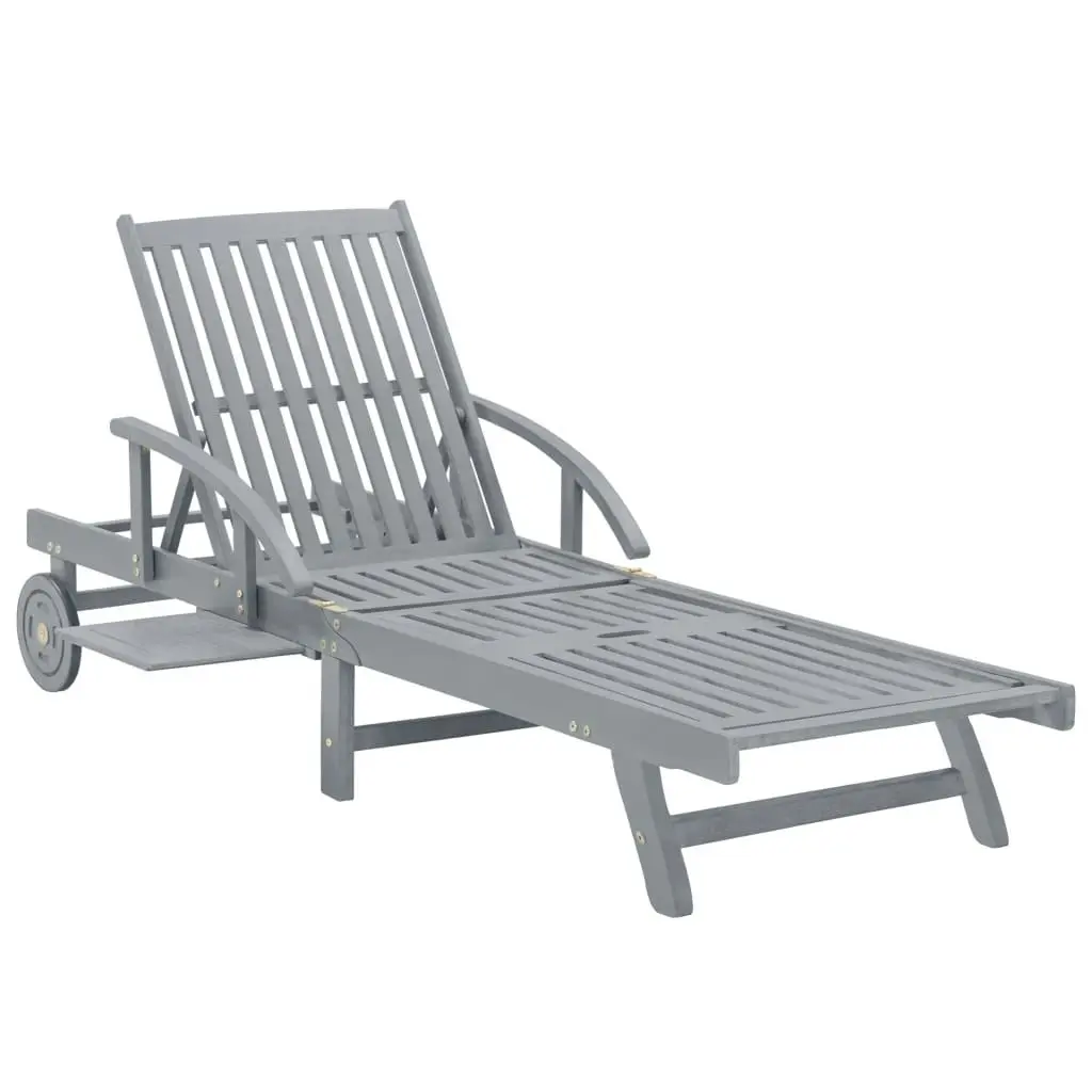 Garden Sun Lounger with Cushion Solid Acacia Wood 3061333