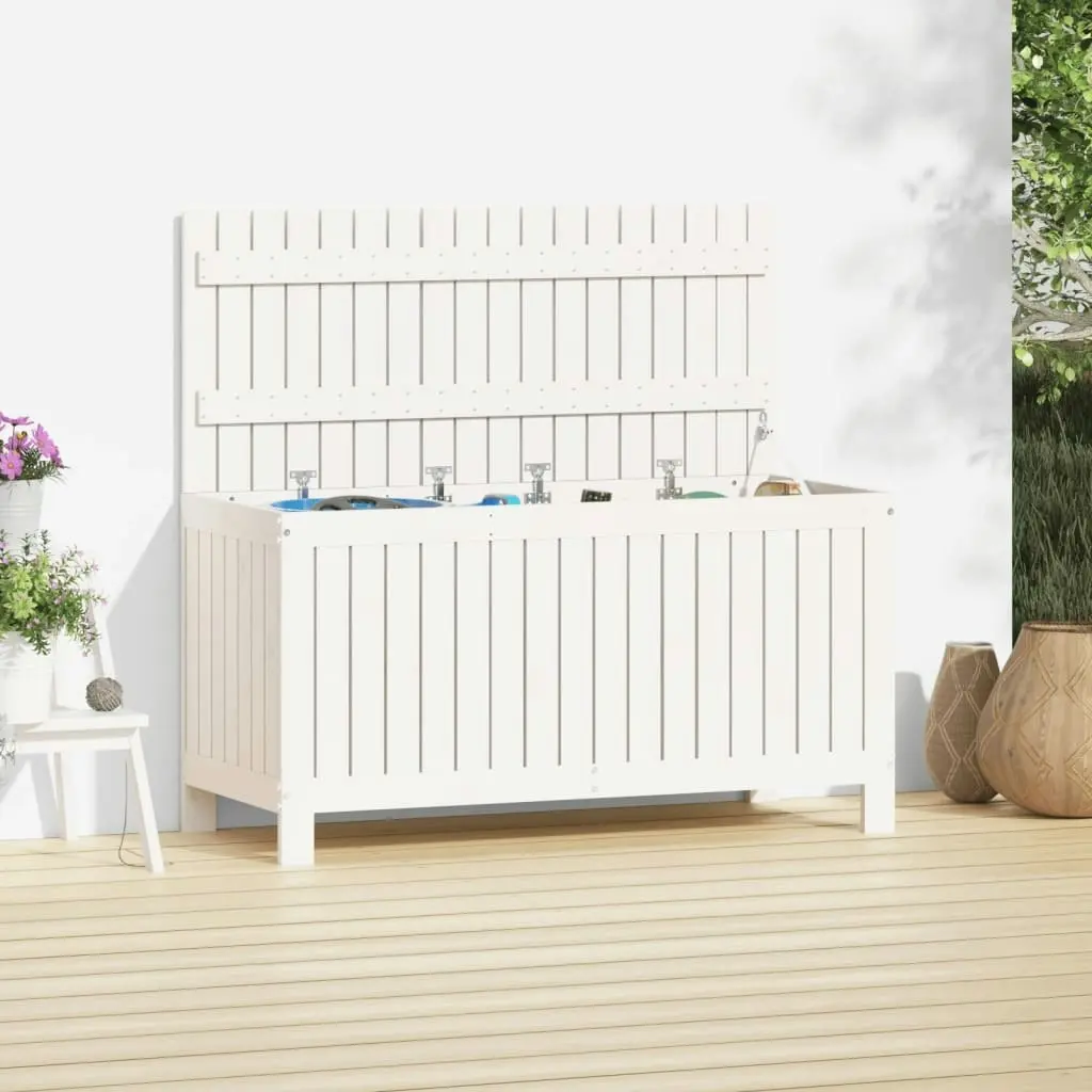 Garden Storage Box White 115x49x60 cm Solid Wood Pine 823837