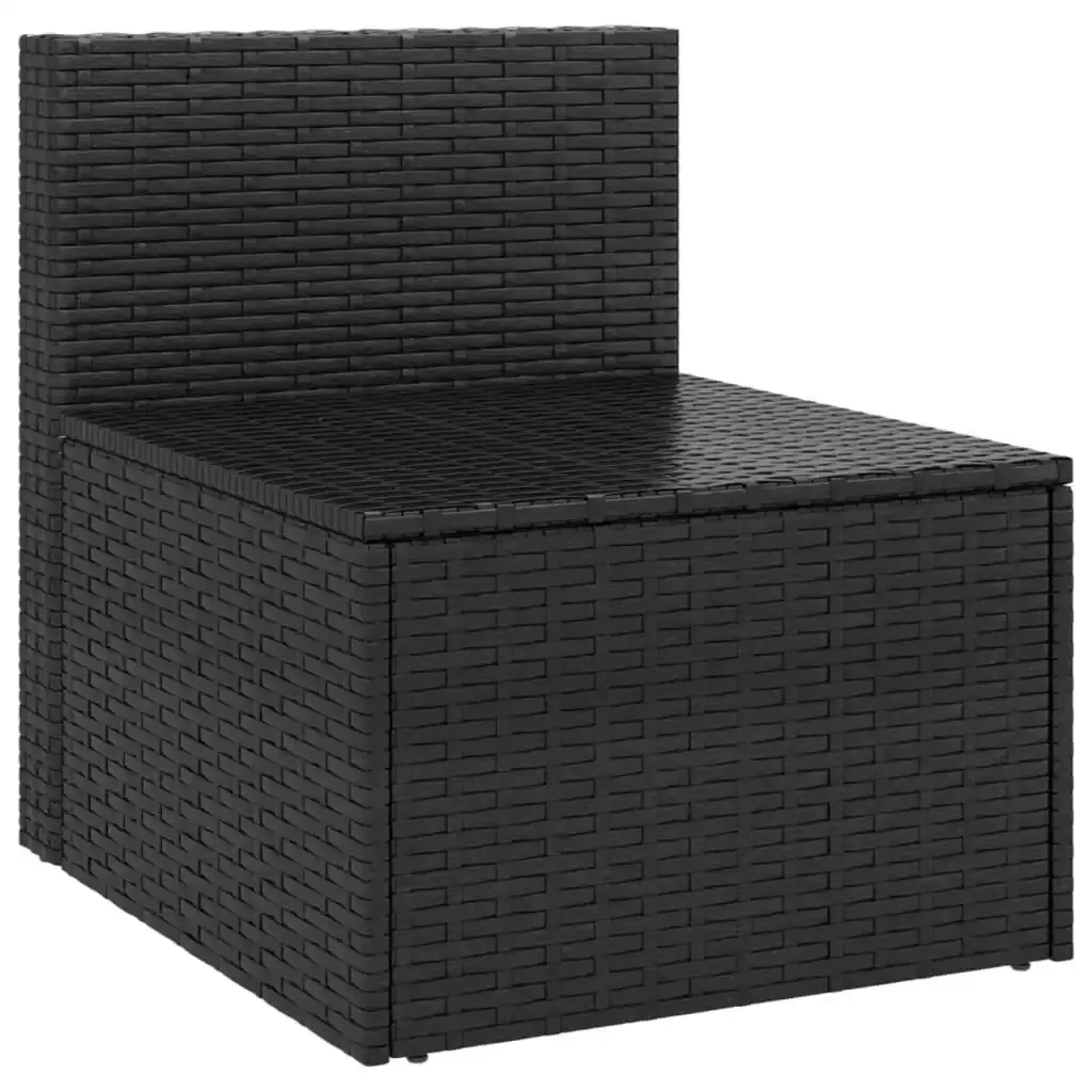 Garden Middle Sofas with Cushions 2 pcs Black Poly Rattan 362332