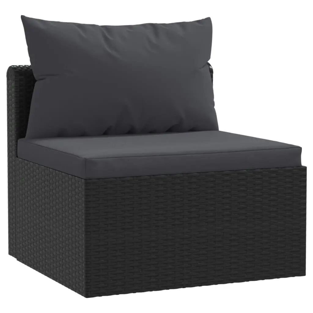 7 Piece Garden Lounge Set with Cushions Poly Rattan Black 46553