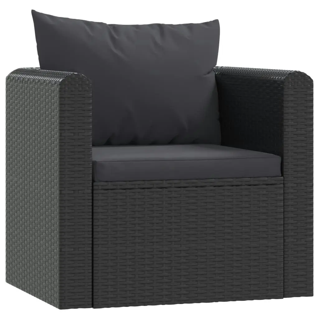 7 Piece Garden Lounge Set with Cushions Poly Rattan Black 46553