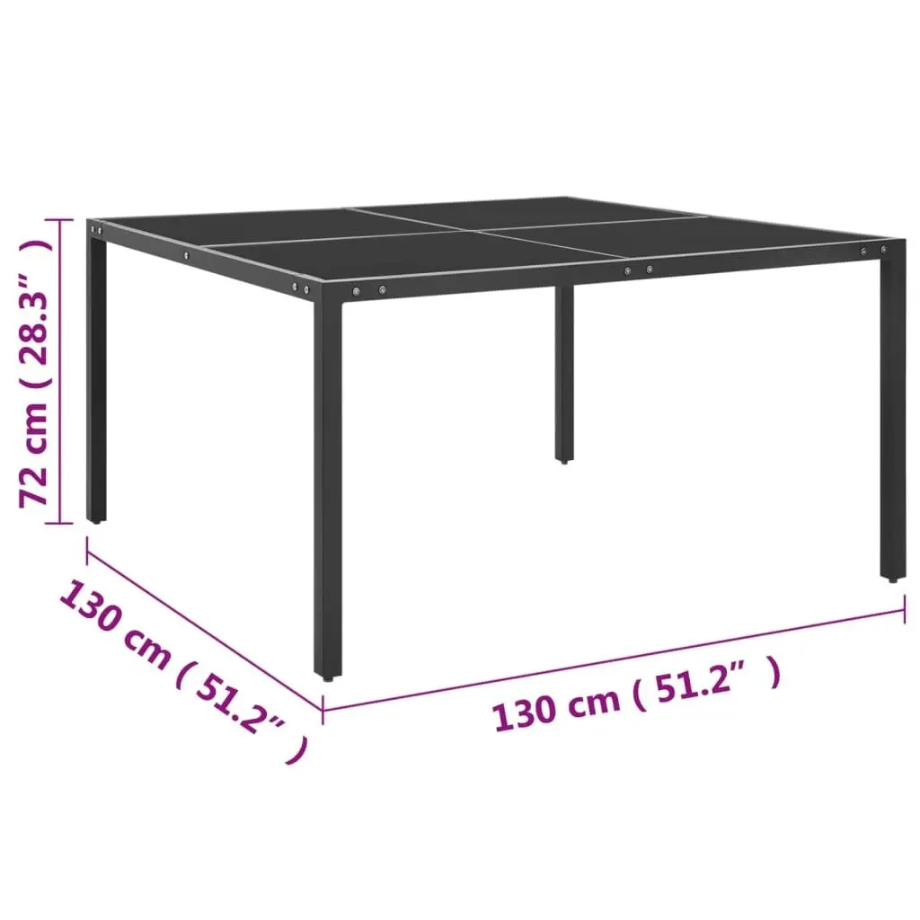 Garden Table Anthracite 130x130x72 cm Steel and Glass 313093