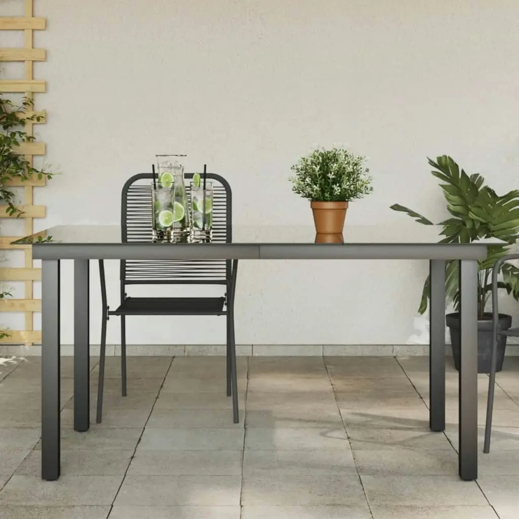 Garden Table Black 150x90x74 cm Aluminium and Glass 42788