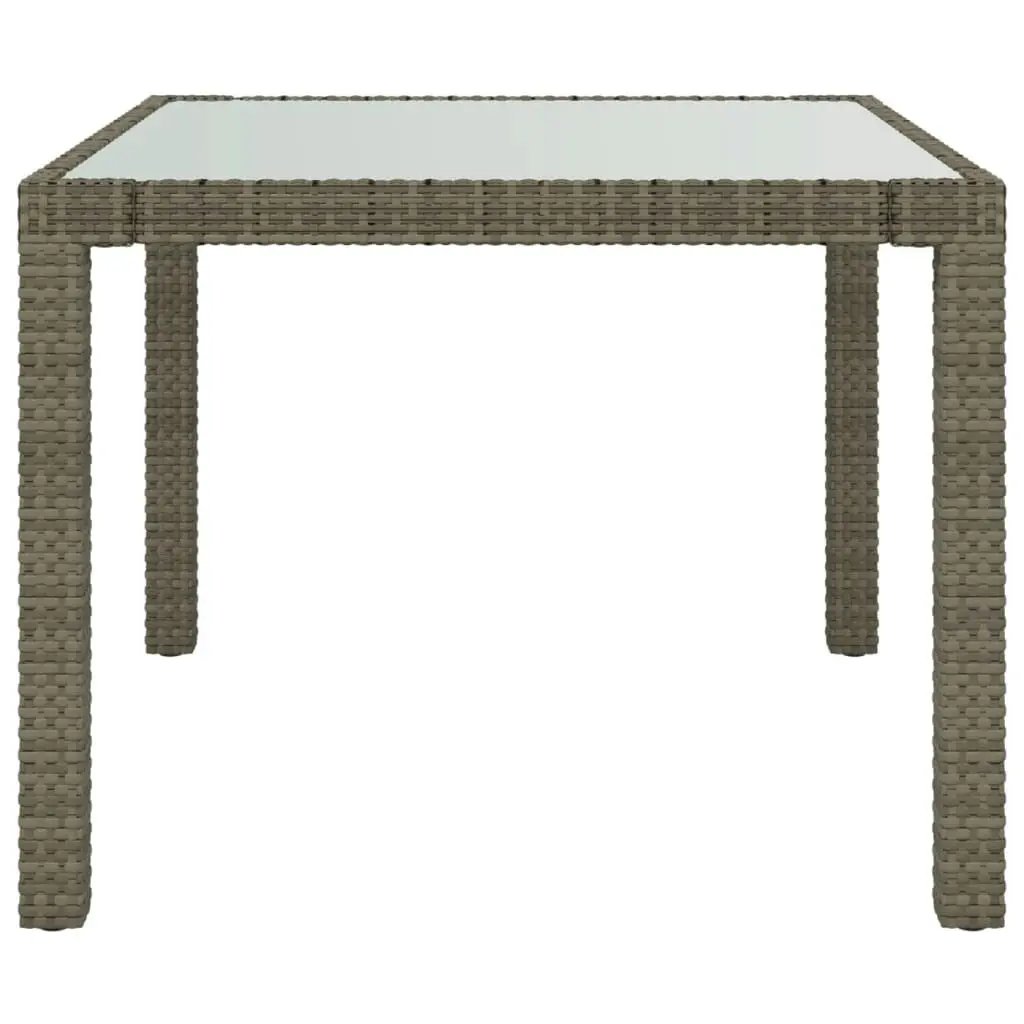 Garden Table 90x90x75 cm Tempered Glass and Poly Rattan Grey 316700