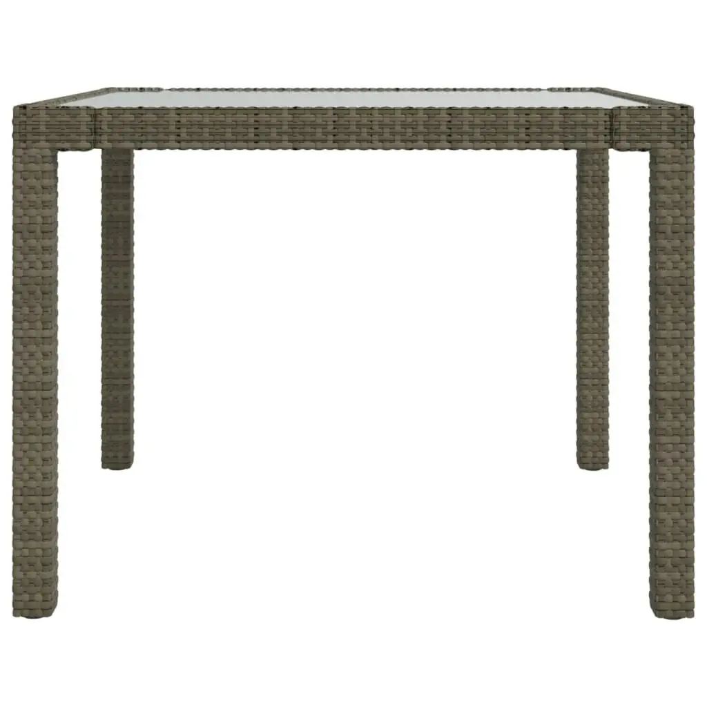 Garden Table 90x90x75 cm Tempered Glass and Poly Rattan Grey 316700