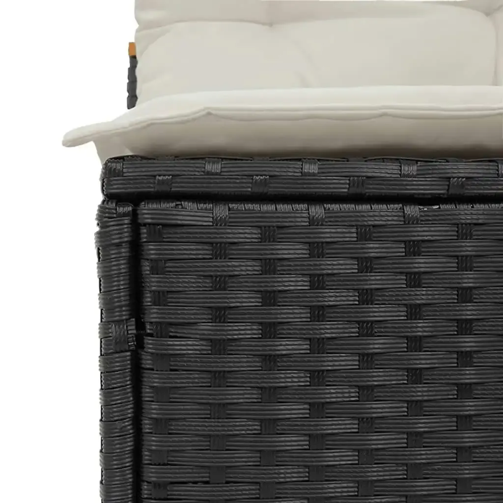 Garden Sofas Armless with Cushions 2 pcs Black Poly Rattan 365832