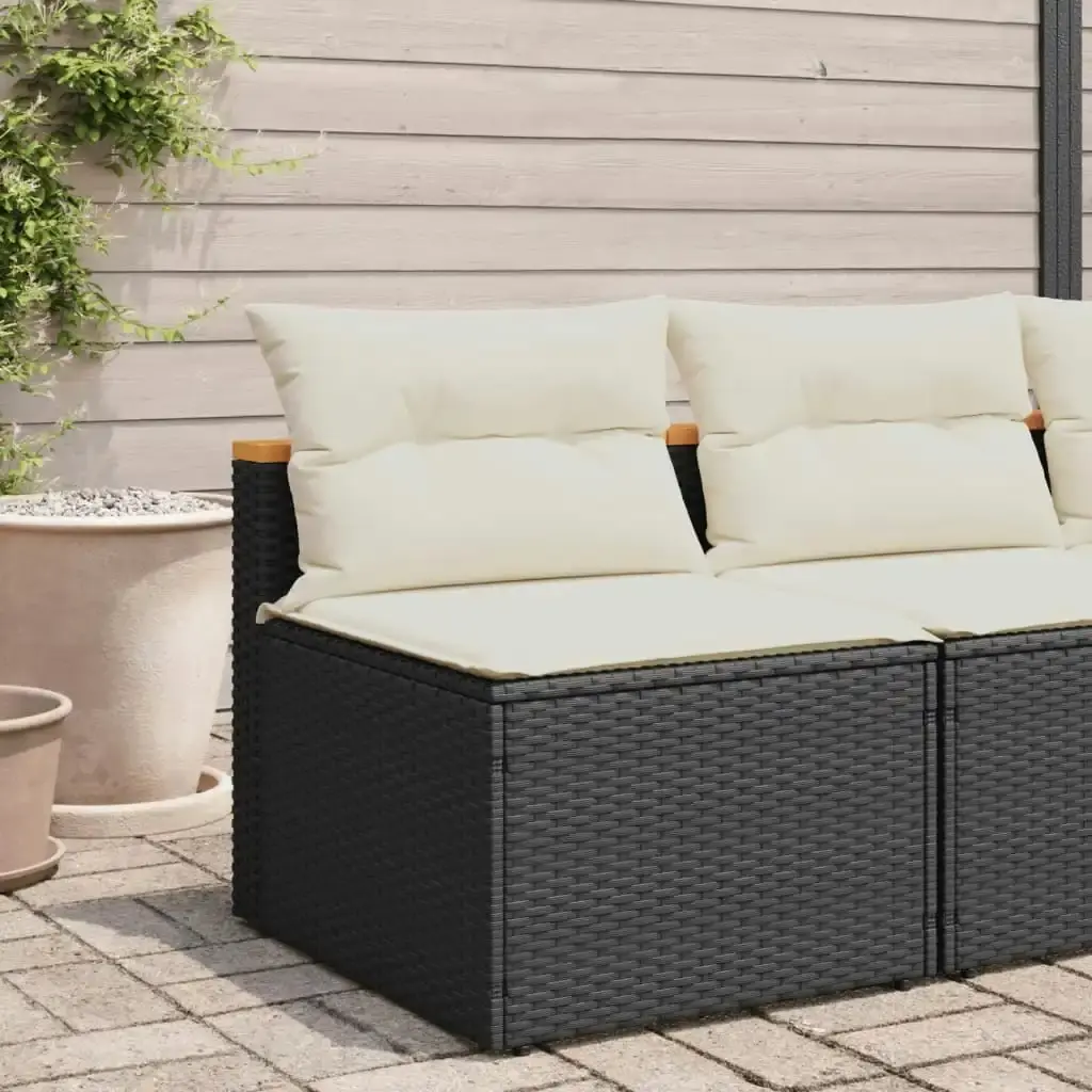 Garden Sofas Armless with Cushions 2 pcs Black Poly Rattan 365832