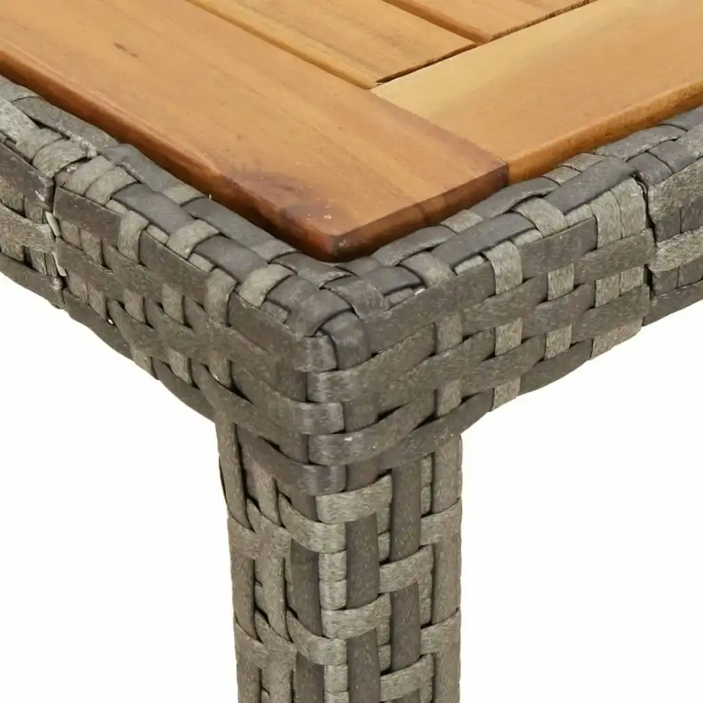 Garden Table 150x90x75 cm Poly Rattan and Acacia Wood Grey 316721