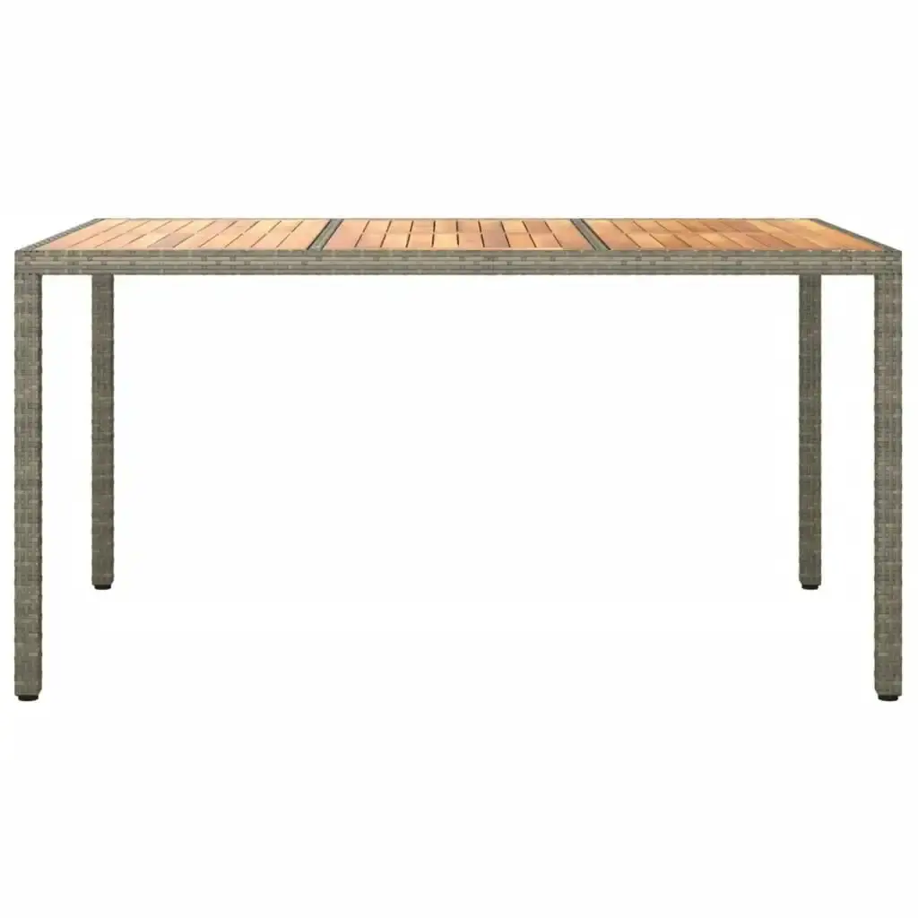 Garden Table 150x90x75 cm Poly Rattan and Acacia Wood Grey 316721