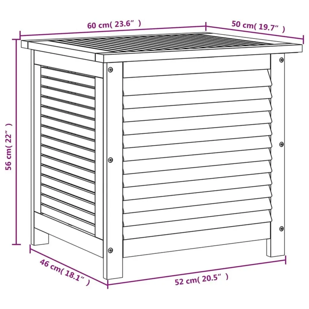 Garden Storage Box with Louver 60x50x56 cm Solid Wood Acacia 365839