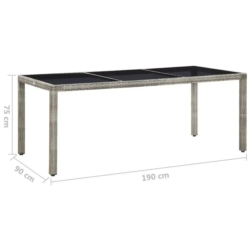 Garden Table Grey 190x90x75 cm Poly Rattan 310581