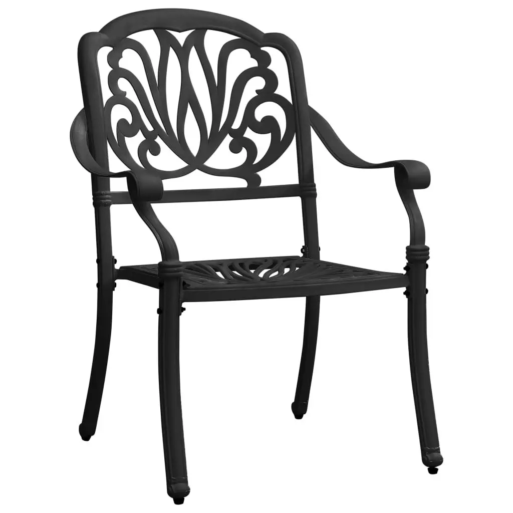 Garden Chairs 2 pcs Cast Aluminium Black 315568