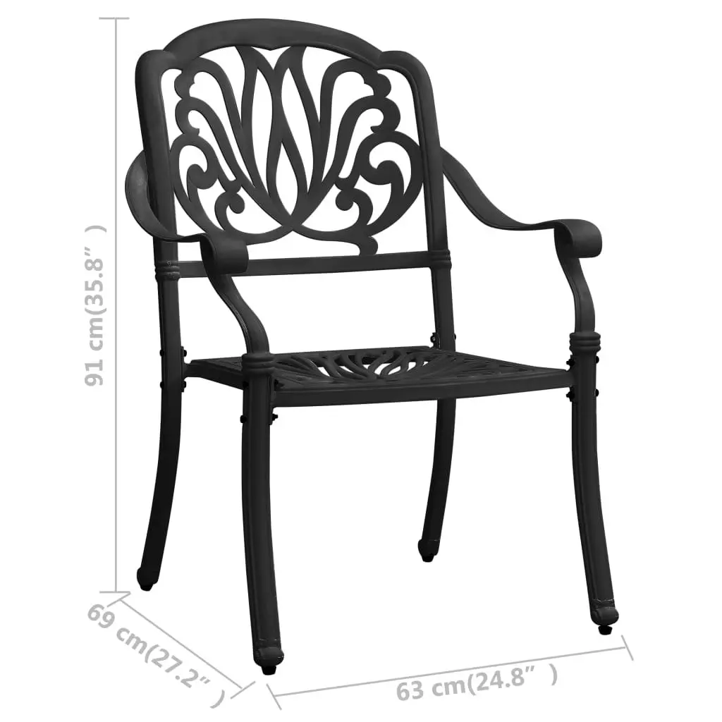 Garden Chairs 2 pcs Cast Aluminium Black 315568