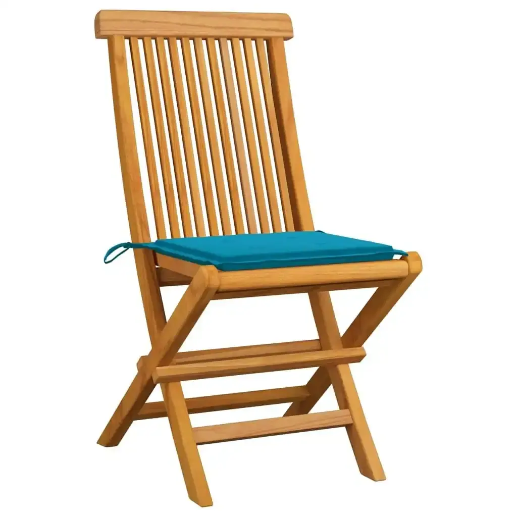 Garden Chairs with Blue Cushions 6 pcs Solid Teak Wood 3065594