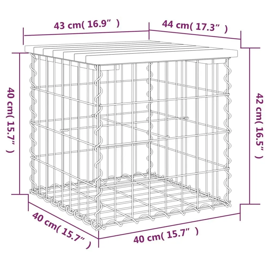 Garden Bench Gabion Design 43x44x42 cm Solid Wood Pine 834335