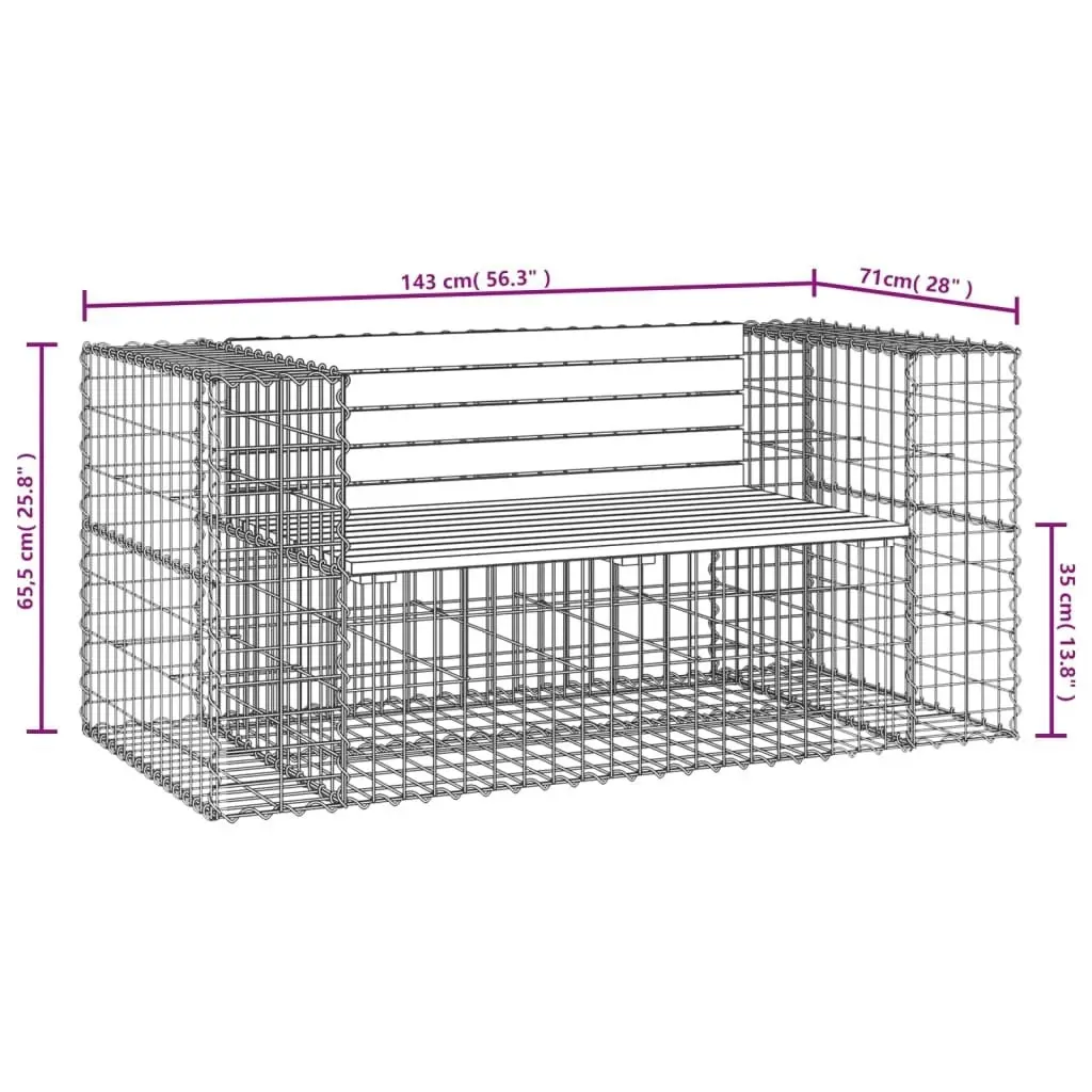 Garden Bench Gabion Design 143x71x65.5 cm Solid Wood Pine 834377