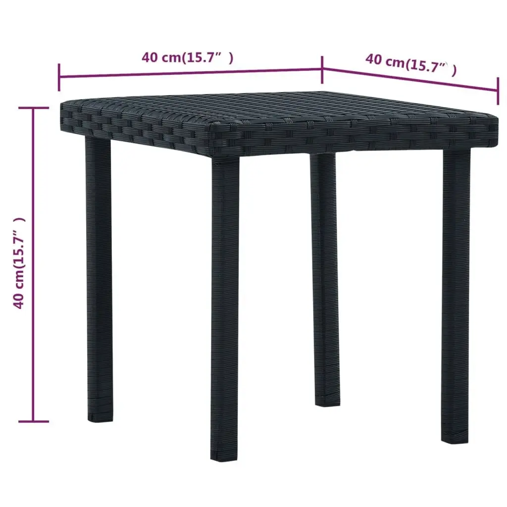 Garden Tea Table Black 40x40x40 cm Poly Rattan 48561