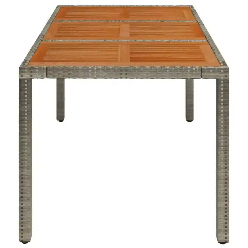 Garden Table with Wooden Top Grey 150x90x75 cm Poly Rattan 319902