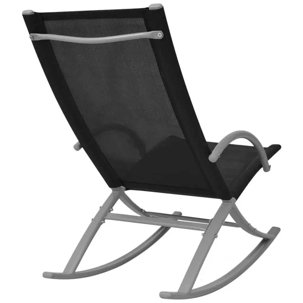 Garden Rocking Chairs 2 pcs Steel and Textilene Black 42163