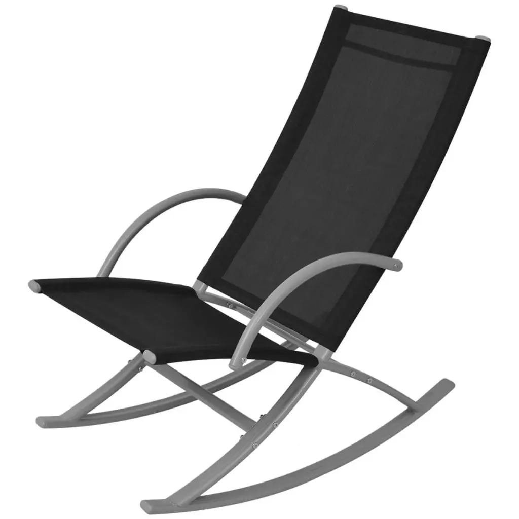 Garden Rocking Chairs 2 pcs Steel and Textilene Black 42163