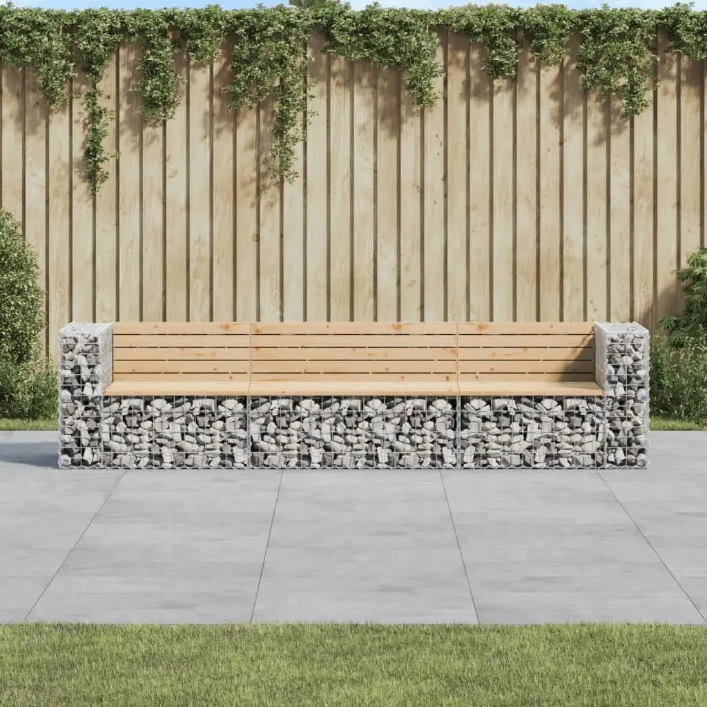 Garden Bench Gabion Design 287x71x65.5 cm Solid Wood Pine 3196251