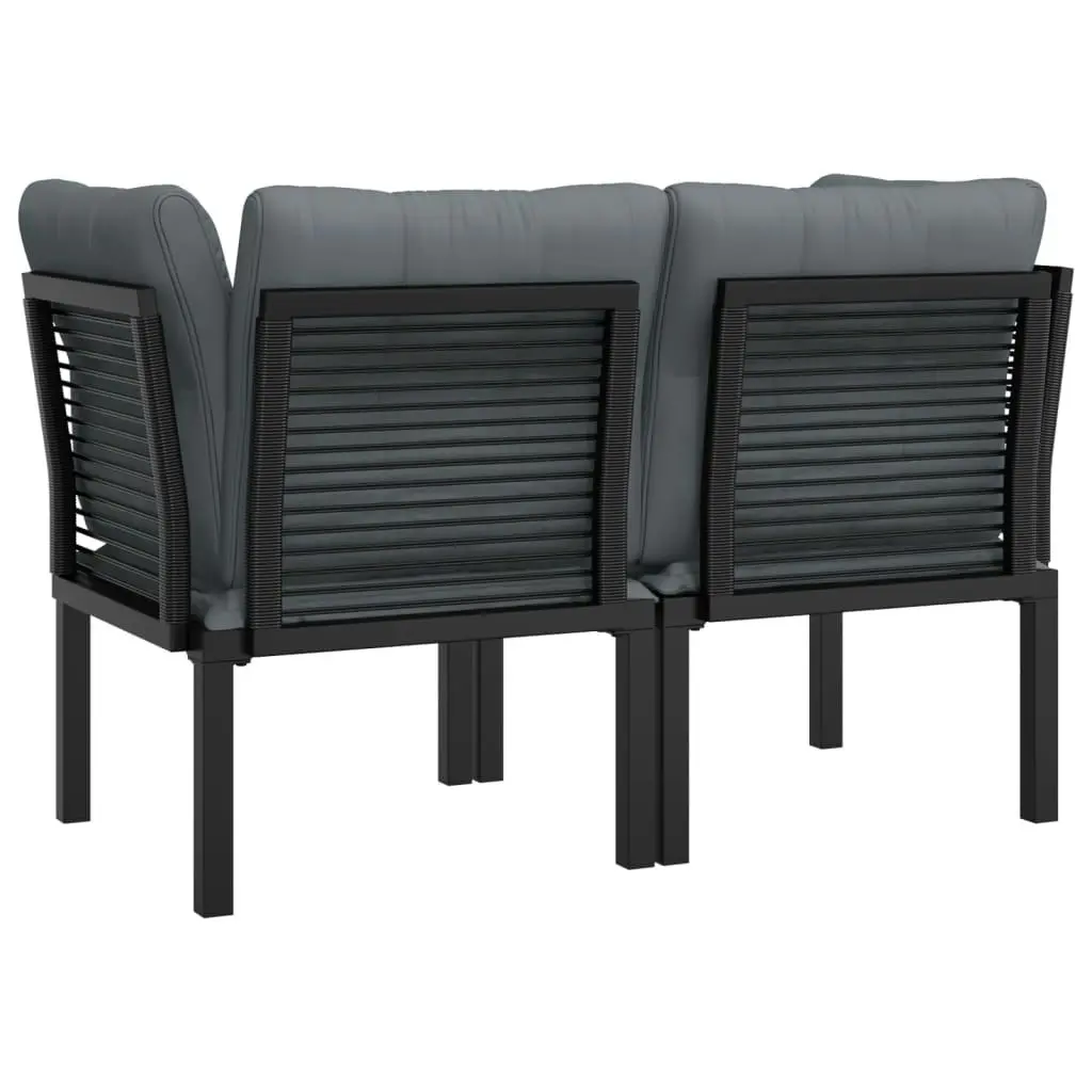 Garden Corner Chairs with Cushions 2 pcs Black&Grey Poly Rattan 362801