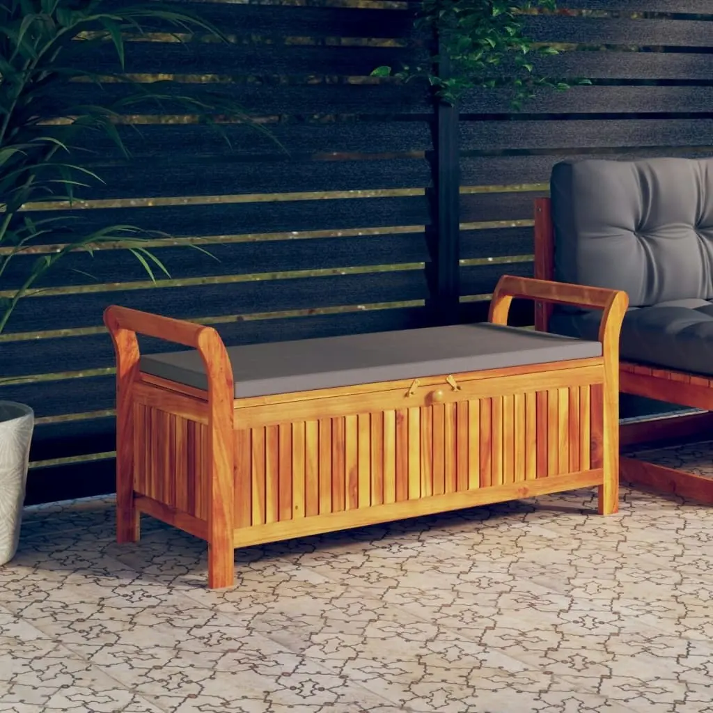 Garden Storage Bench with Cushion 126 cm Solid Wood Acacia 319717