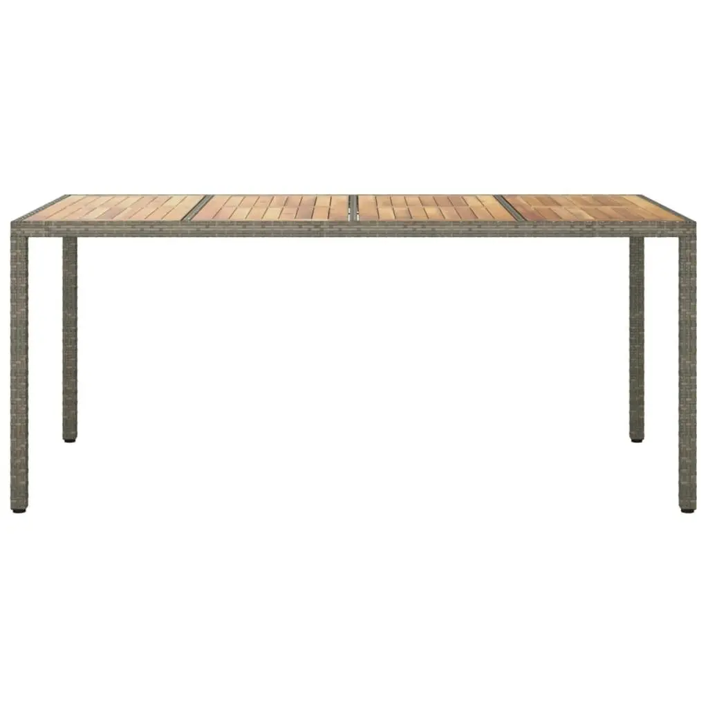 Garden Table 190x90x75 cm Poly Rattan and Acacia Wood Grey 316723