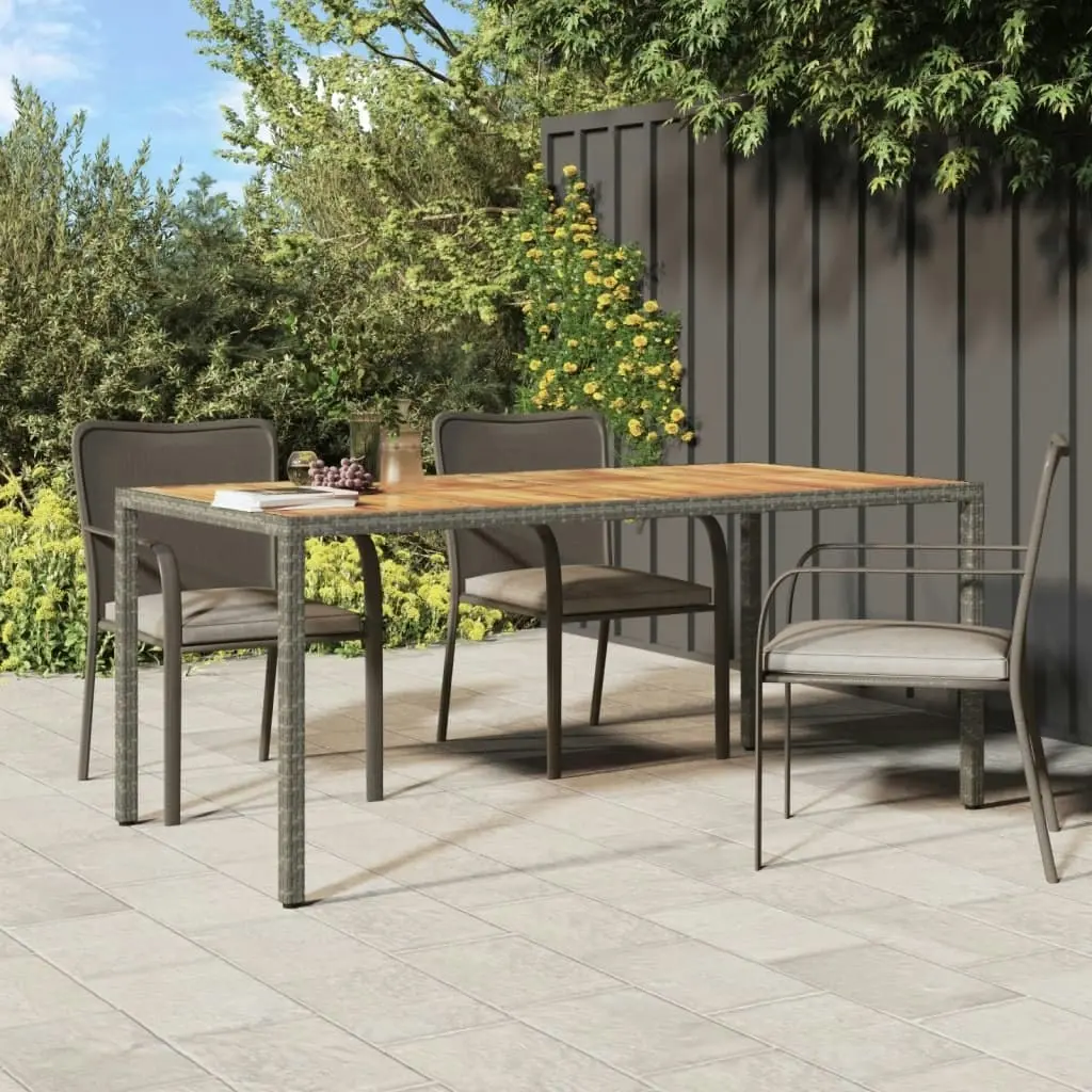 Garden Table 190x90x75 cm Poly Rattan and Acacia Wood Grey 316723