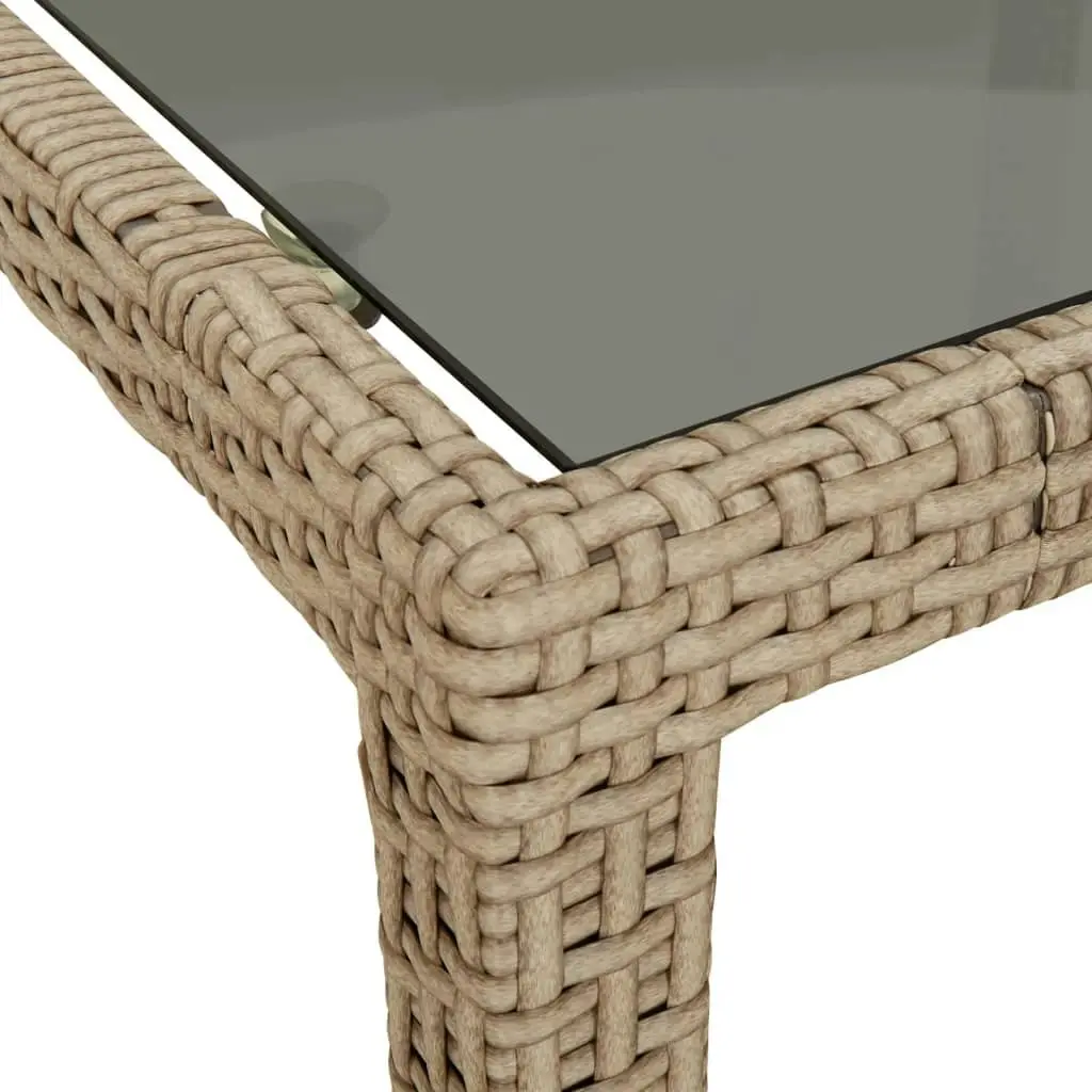 Garden Table Beige 250x100x75 cm Tempered Glass and Poly Rattan 316728