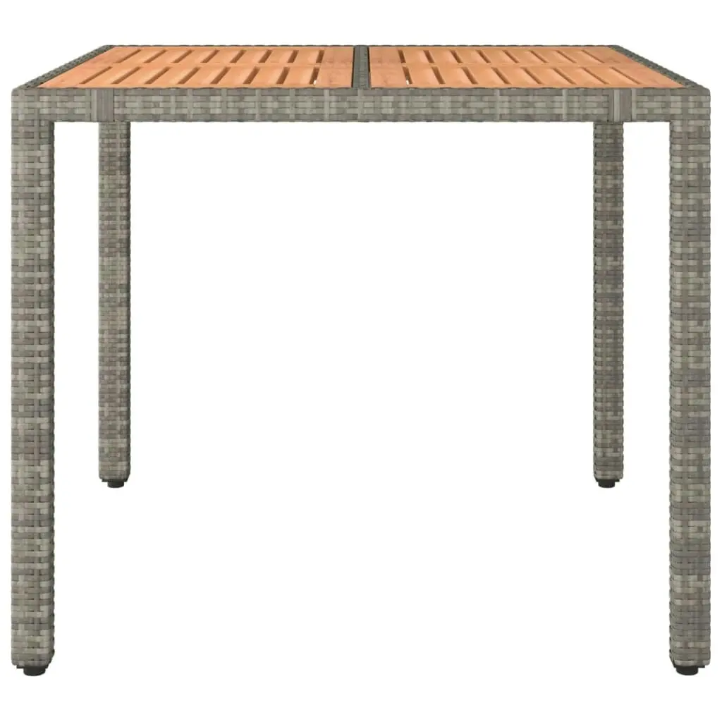 Garden Table with Wooden Top Grey Poly Rattan&Solid Wood Acacia 319549