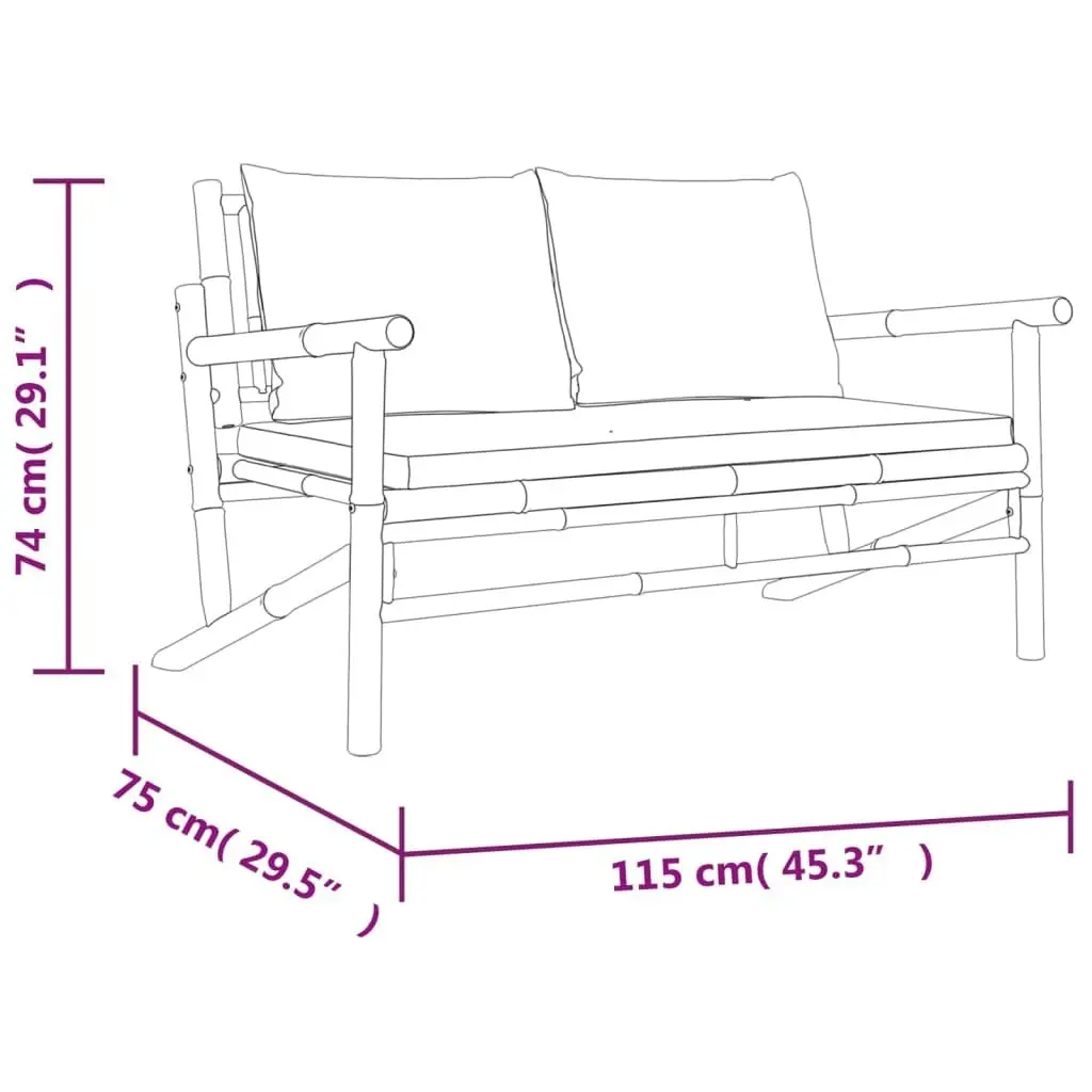 Garden Bench with Dark Grey Cushions Bamboo 363464