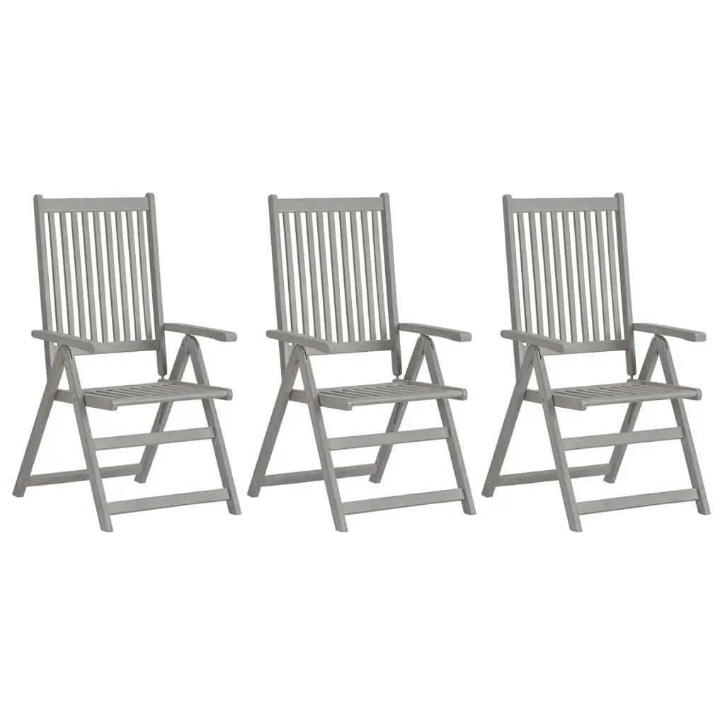 Garden Reclining Chairs 3 pcs with Cushions Solid Acacia Wood 3064732