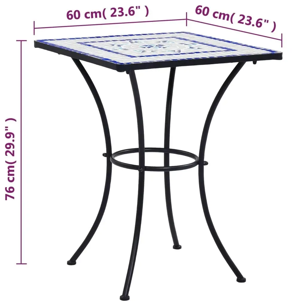 Mosaic Bistro Table Blue and White 60 cm Ceramic 46706