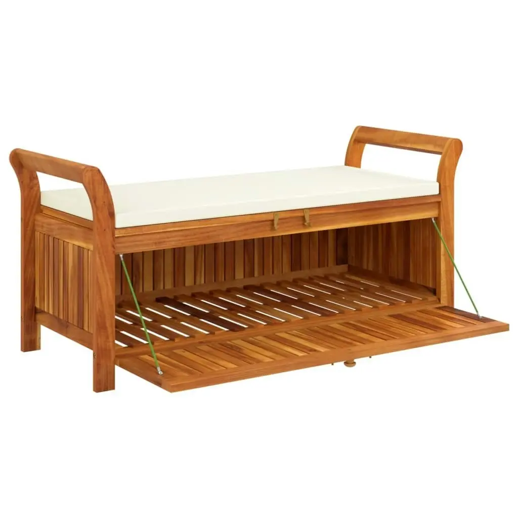 Garden Storage Bench with Cushion 126 cm Solid Wood Acacia 319715